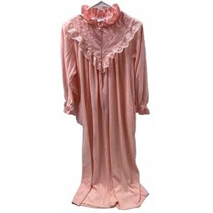 Vintage Tara House Coat Robe Gown Kaftan Pink Lace USA